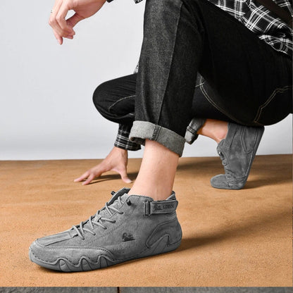 Men's Casual Lace-Up Loafers - High-Top Sneakers for Everyday Wear